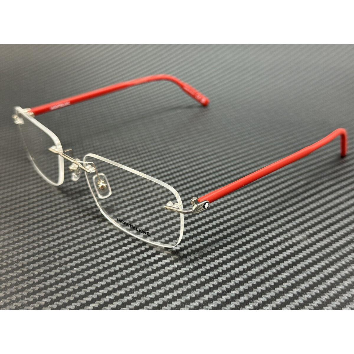 Montblanc Mont Blanc MB0221O 010 Silver Red Men`s Extra Large 59 mm Eyeglasses