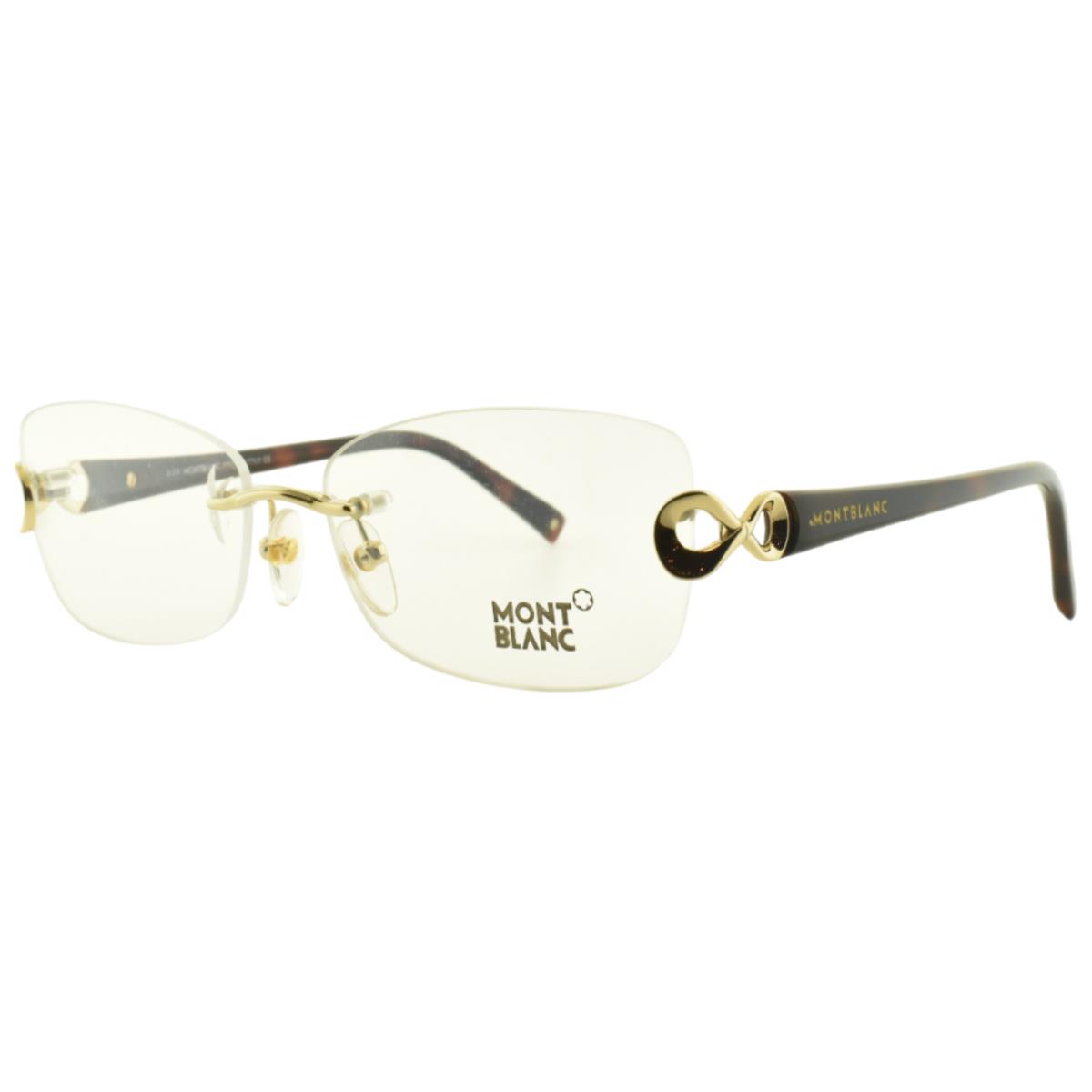 Montblanc MB 436 016 028 Gold Rectangle Rimless Womens Optical Frame