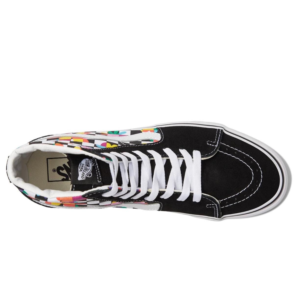 Unisex Sneakers Athletic Shoes Vans SK8-Hi (Floral Checkerboard) Black/True White