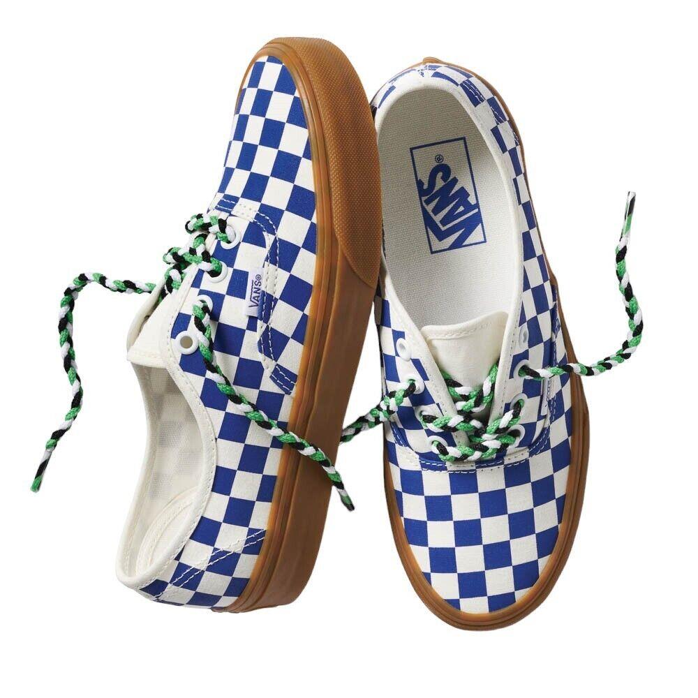 Vans Authentic Checkerboard Blue/white Lace Up Men`s Sneakers Shoes Size 9.5 - Blue