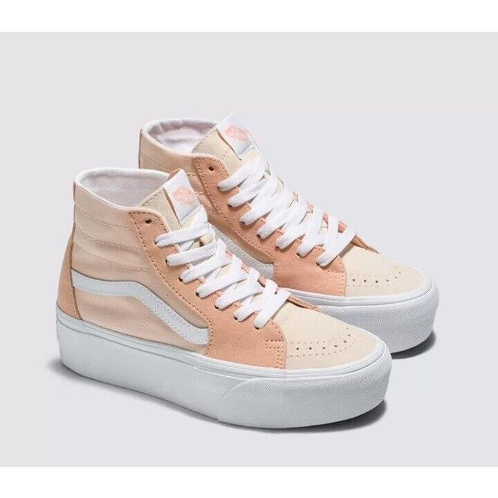 Vans Sk8-Hi Tapered Stackform Color Block Peach Platform Shoe Women`s 9