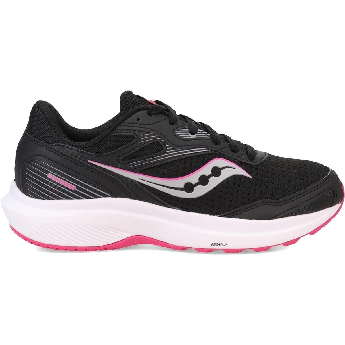 Saucony Women`s Cohesion 16 Sneaker in Black/fuchsia Size 9