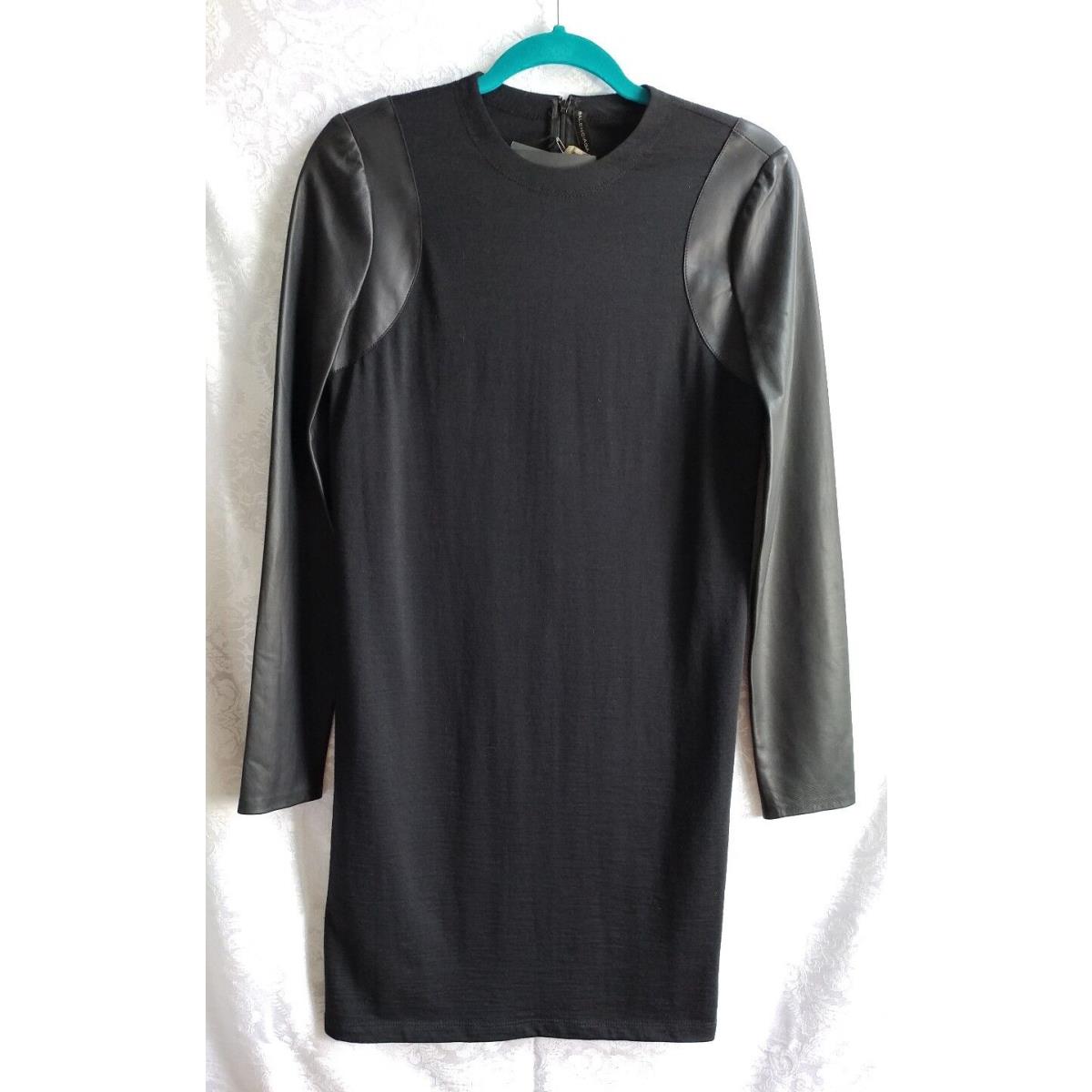 Balenciaga Jersey Black Leather Sleeve Dress Size M-l