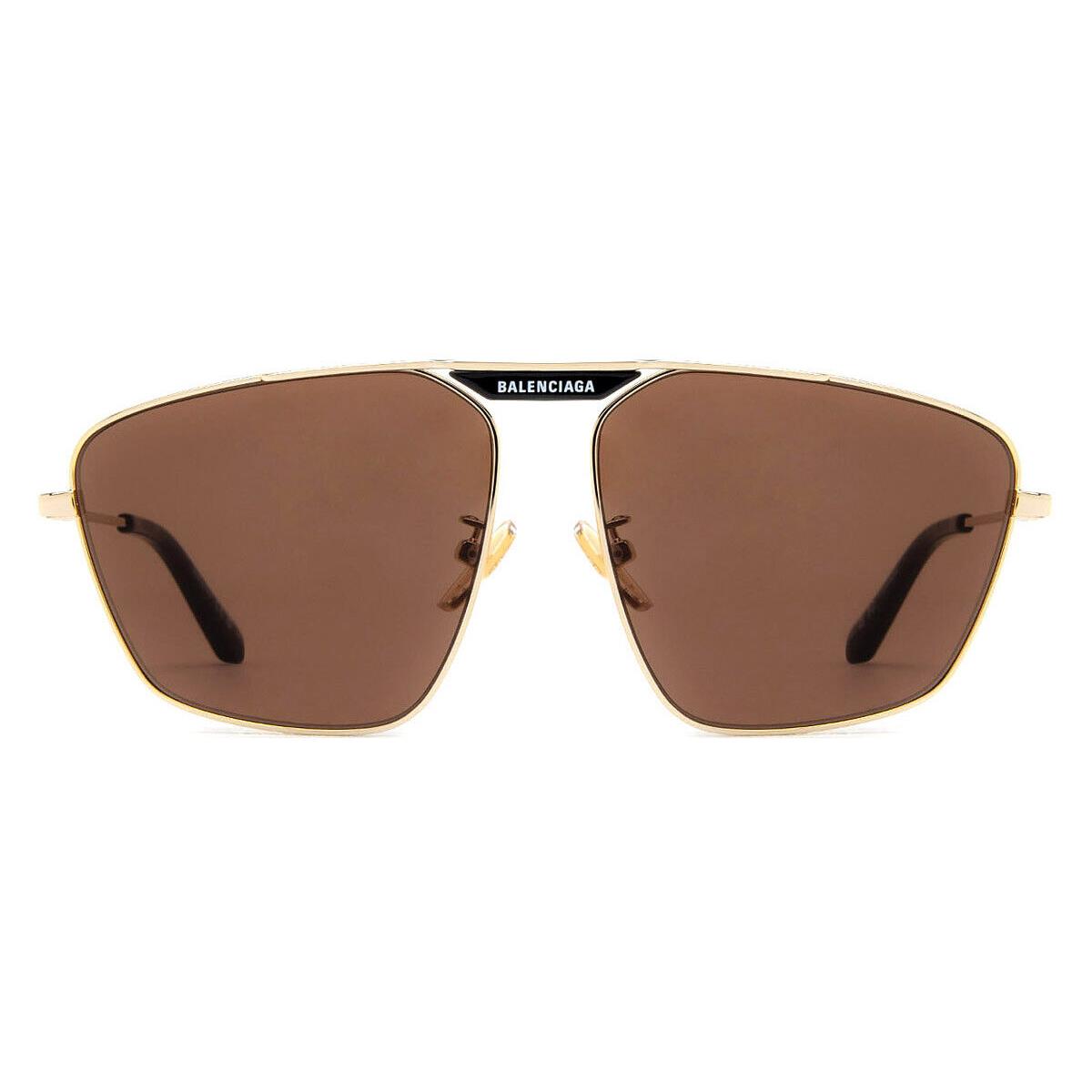 Balenciaga BB0246SA Sunglasses Men Gold Brown Aviator 61mm