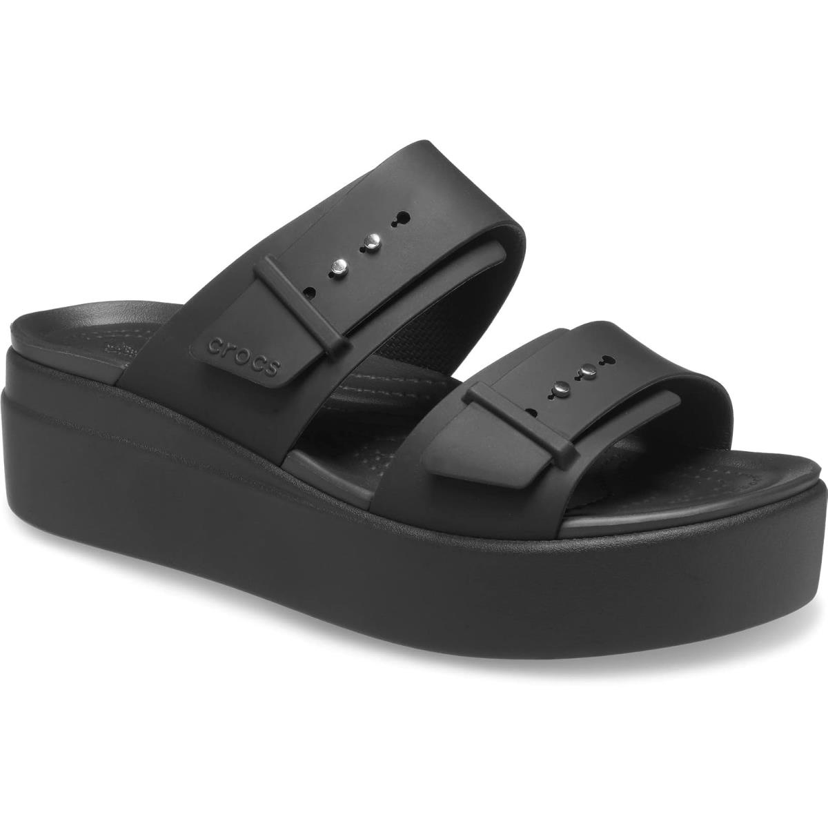 Woman`s Sandals Crocs Brooklyn Buckle Low Wedge - Black 1