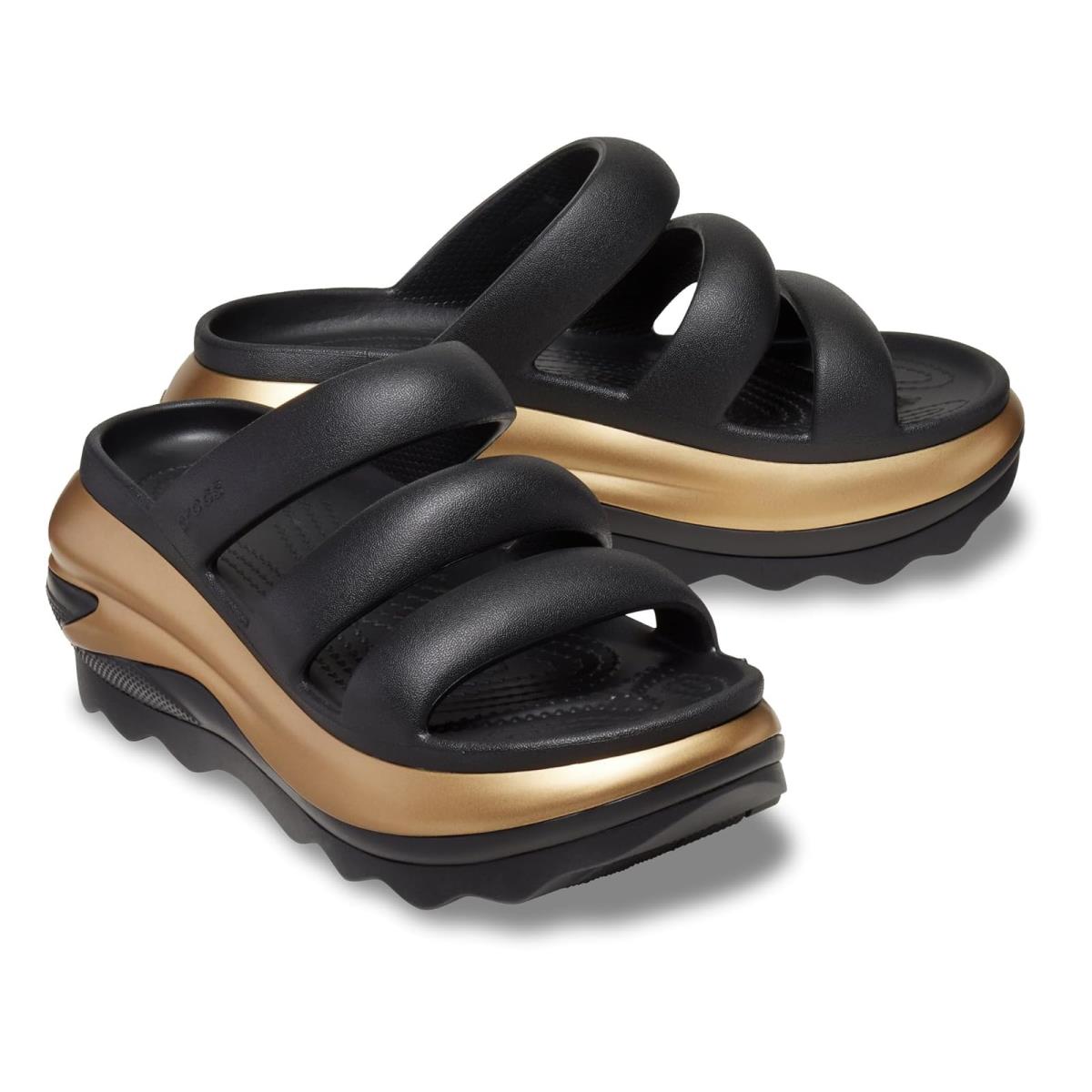 Unisex Sandals Crocs Mega Crush Triple Strap Sandal Black/Gold Metallic