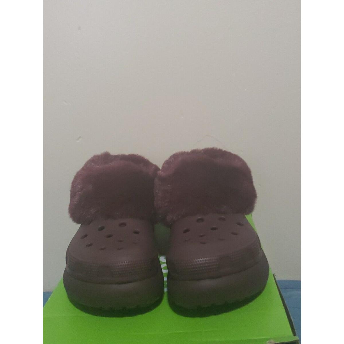 Size 8 Women`s Crocs Furever Crush Lined Platform Clogs 208446-6WD Dark Cherry