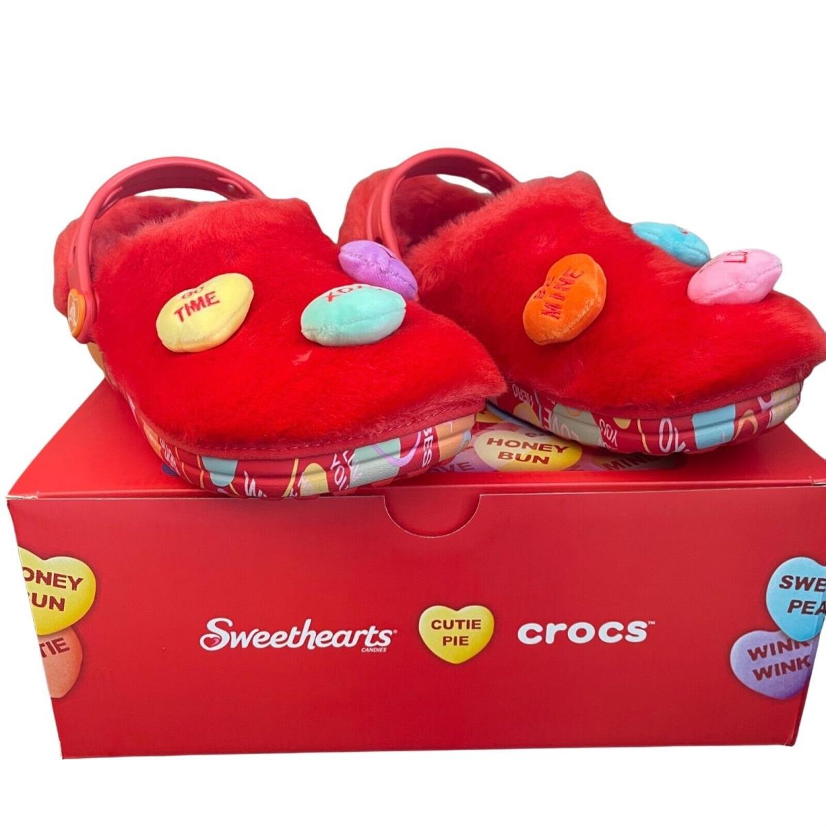 Crocs Sweethearts Candy Fuzzy Fur Clogs Comfy Hearts Shoes Red Mens Size 11