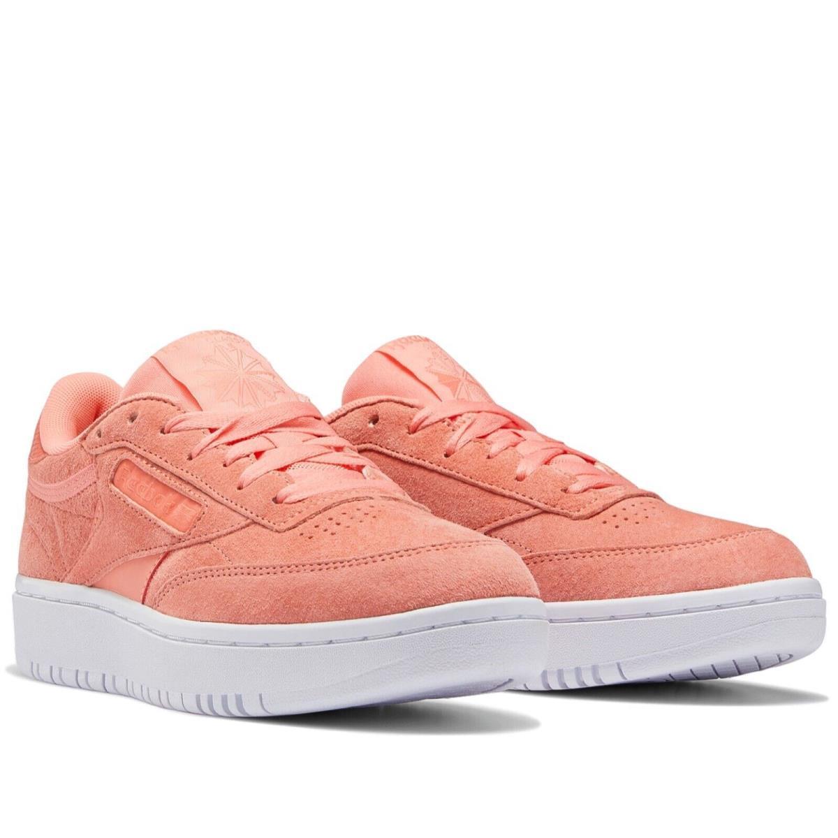 Reebok Club C Double `twisted Coral` Women`s Leather Lifestyle Shoes FZ0848 - Twisted Coral/Twisted Coral/White