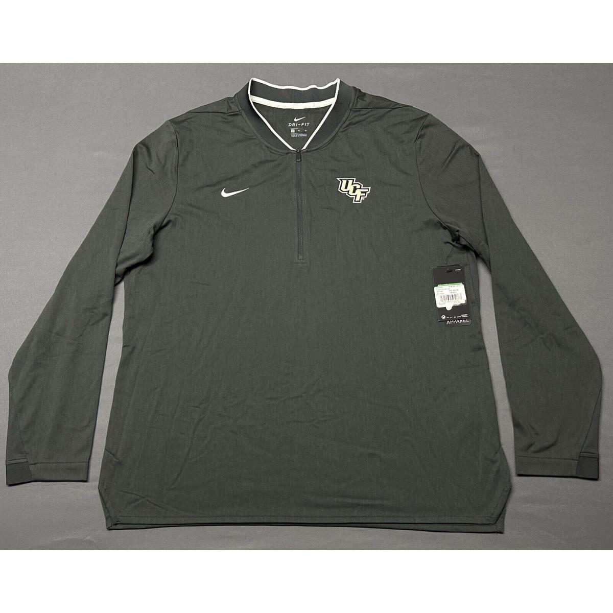 Nike Shirt Mens XL Gray Ucf Knights Coach 1/2 Zip Top Long Sleeve Dri Fit