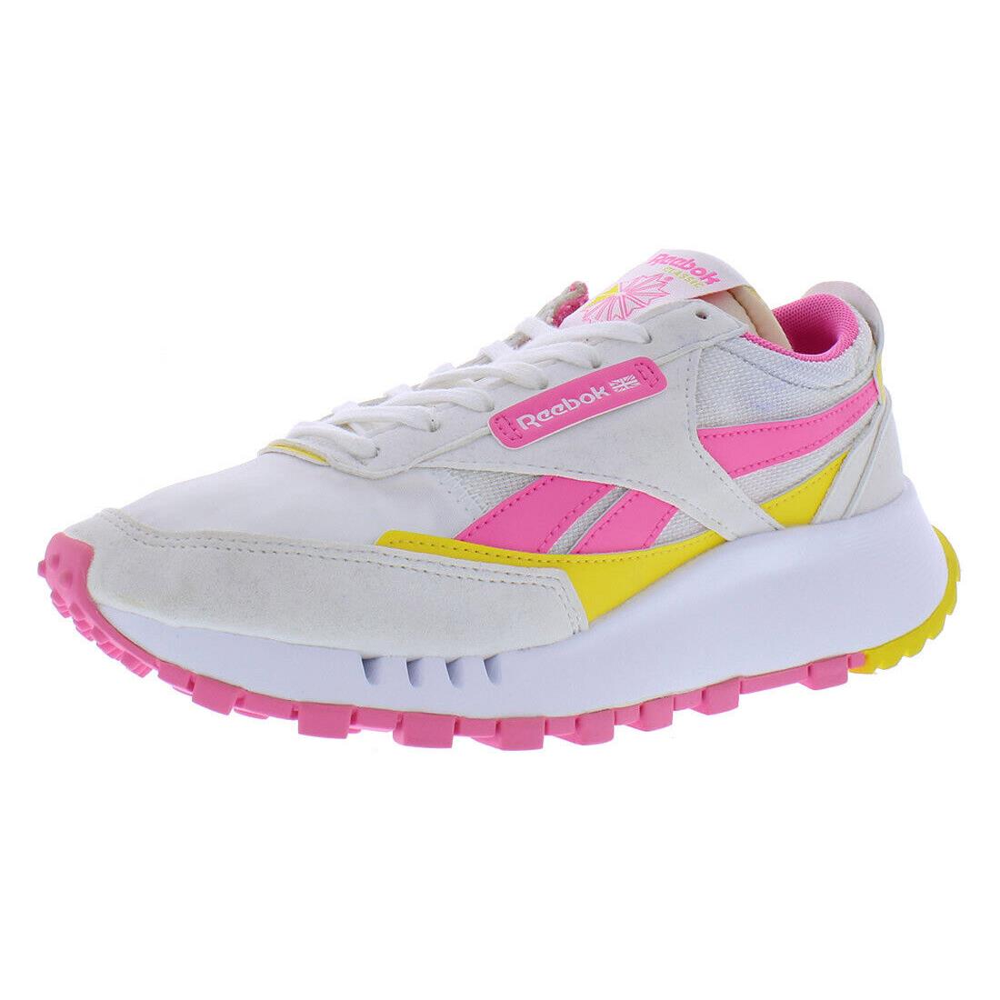 Reebok Classic Leather Legacy GS Girls Shoes Size 4 Color: - White/Yellow/Elegant Pink, Main: White