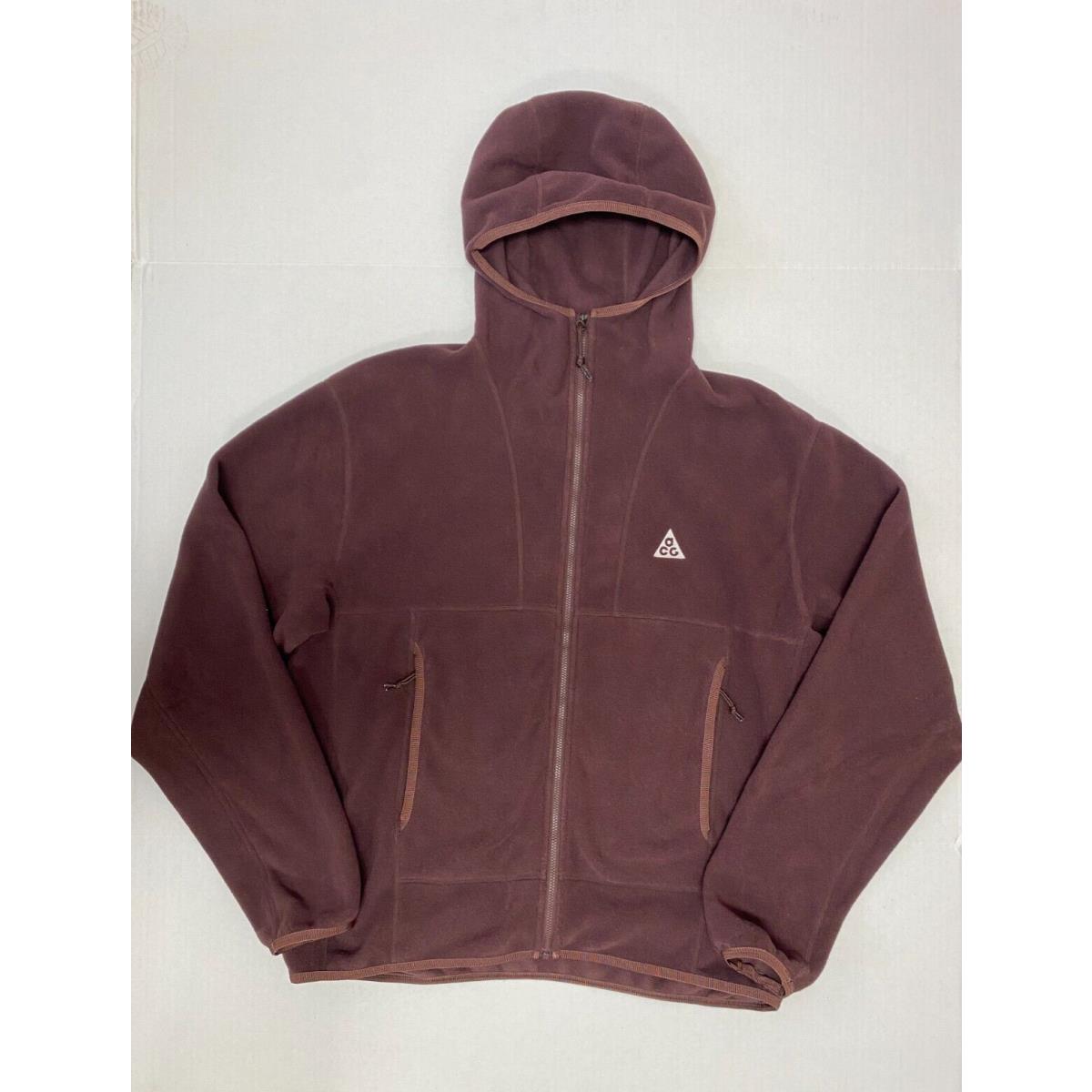 Nike Acg Wolf Tree Polartec Fleece Full Zip Hoodie Ale Brown FB8082-227 Size XL