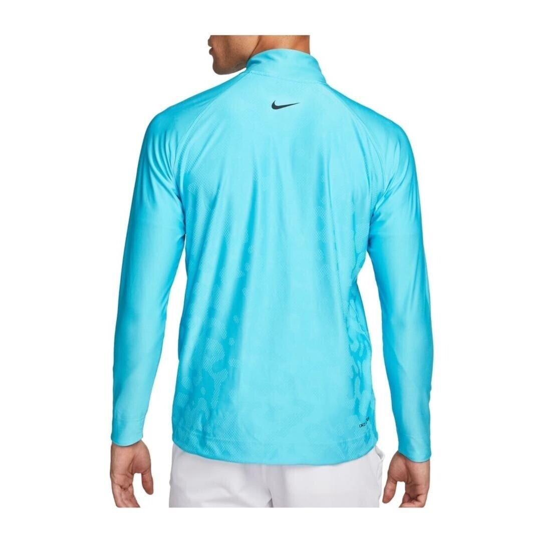 Nike Mens Blue Zip Up Long Sleeve Dri Fit Moisture Wick Golf Shirt Plus Sz 3XL