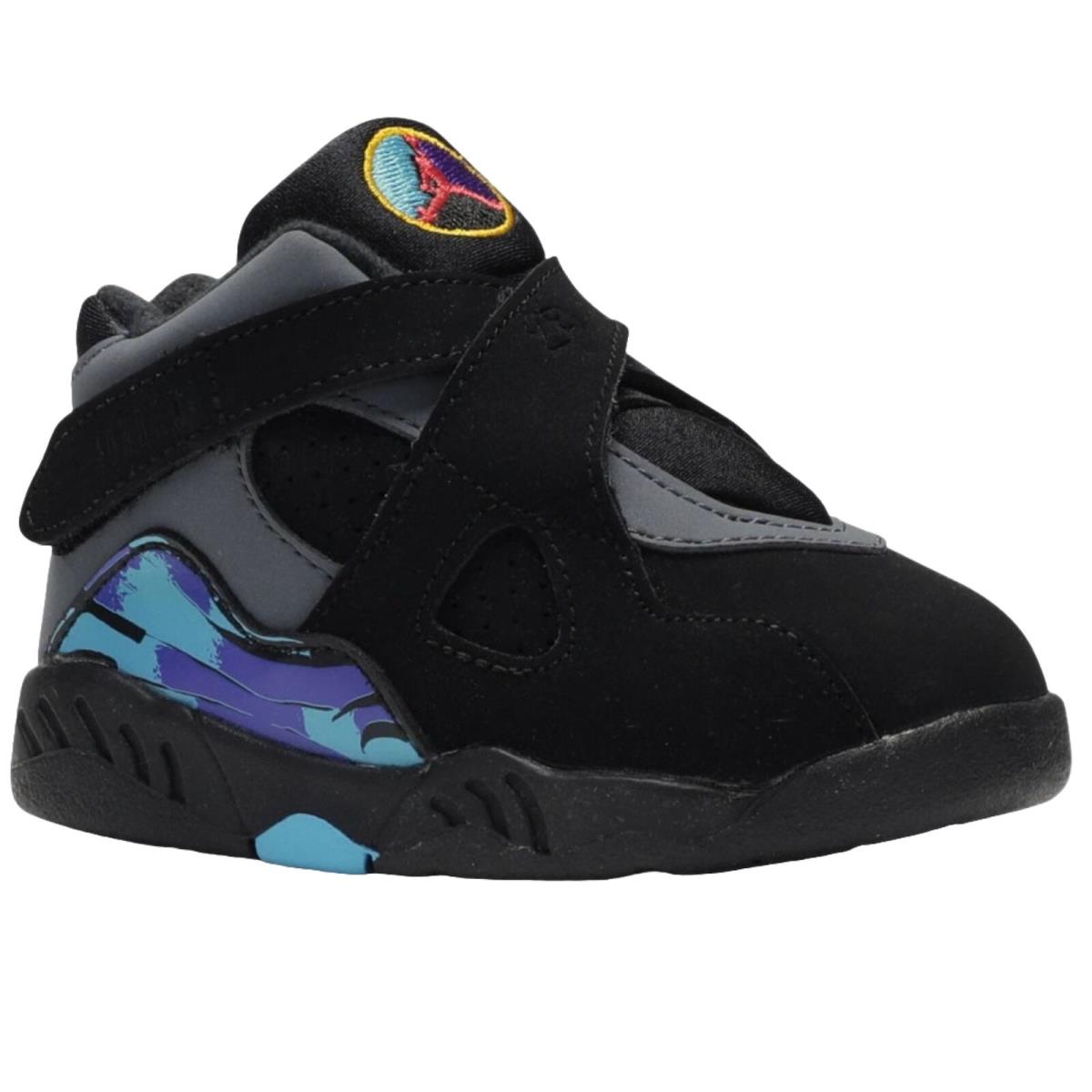 Nike Air Jordan 8 Retro Aqua TD 2015 305360-025 Toddler Size 5c Black - Black