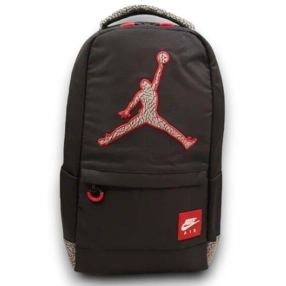 Nike Jordan Jumpman Black Cement Bred Toe Laptop School Backpack Sz L