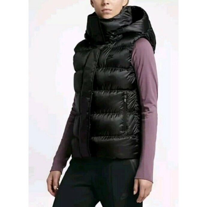 Nike Womens Down Hoodie Warm Vest 809549 010 Black Size XS