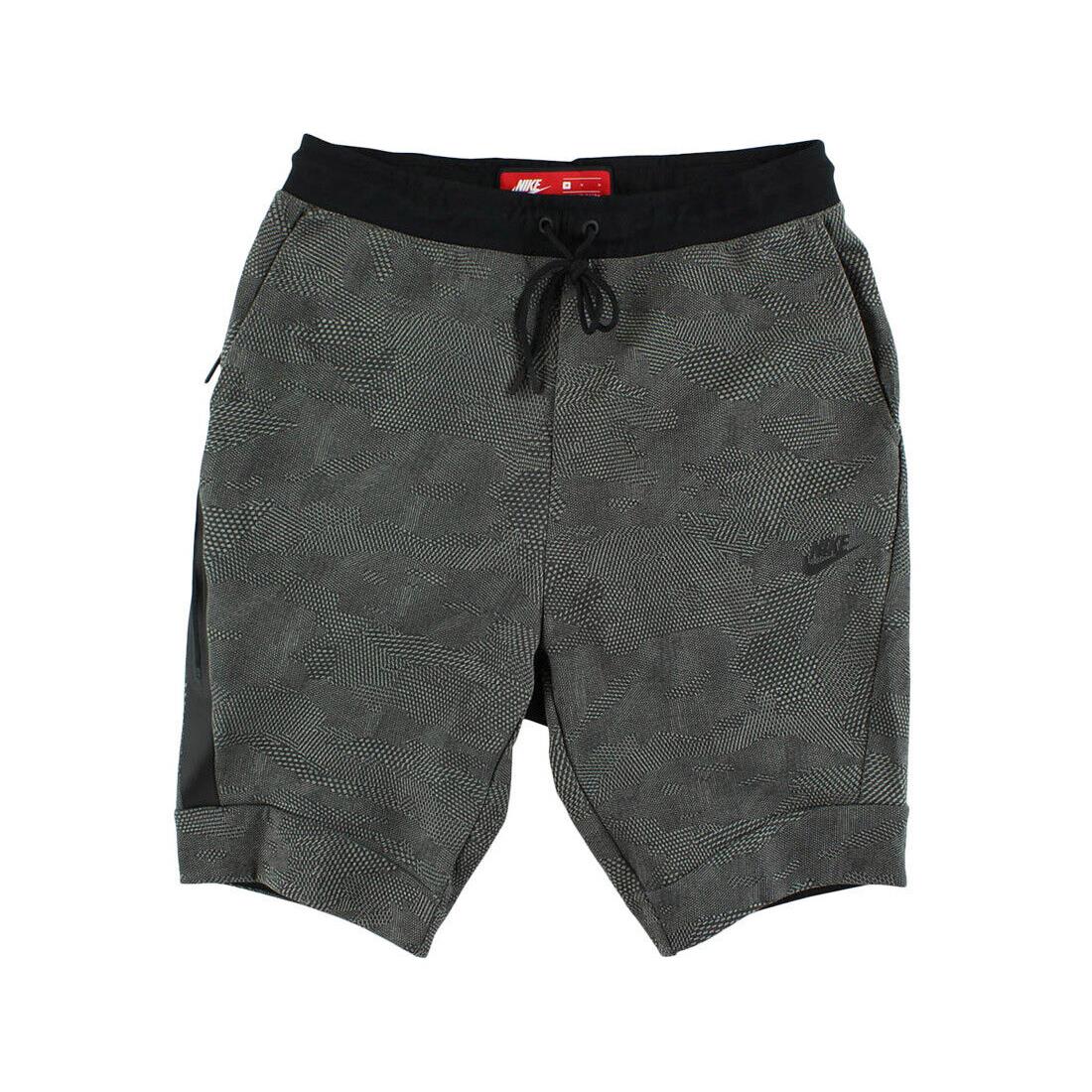 Nike Men`s Tech Fleece Allover Print Shorts Grey