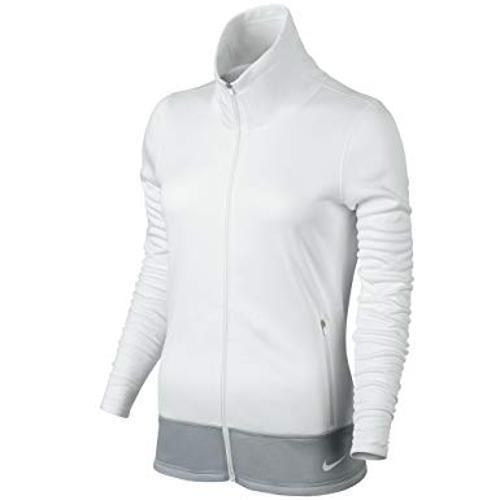 Nike L31818 Women`s White Fleece Thermal Full Zip Golf Jacket Size Large