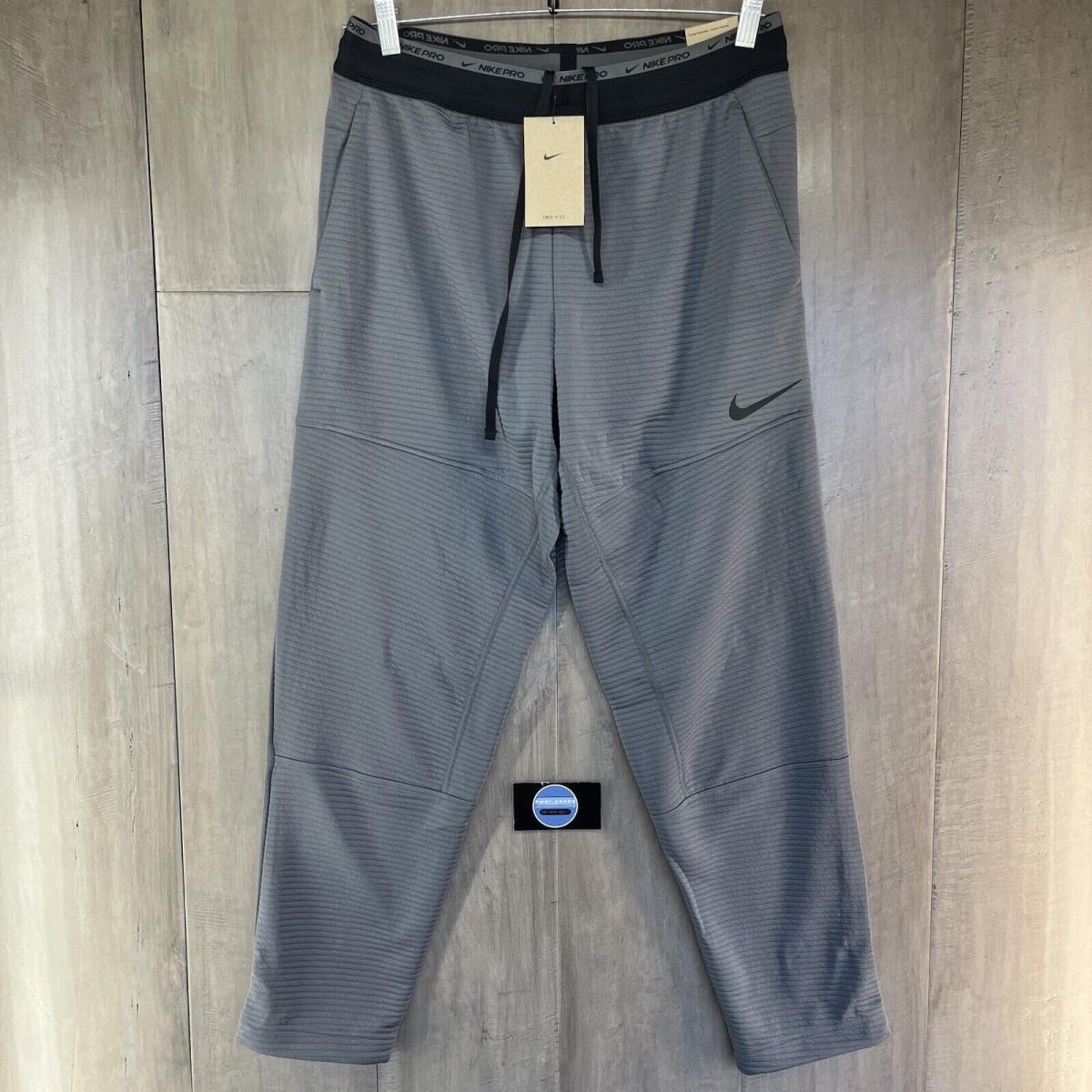 Nike Pro Dri-fit Men`s Fleece Fitness Pants Grey Size XL DV9910-068 - Gray