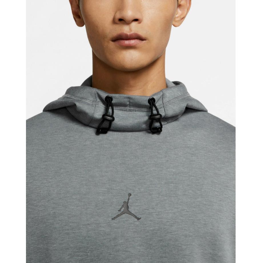 Nike Air Jordan Dri-fit Statement Fleece Hoodie Sweatshirt Heather Grey Black S