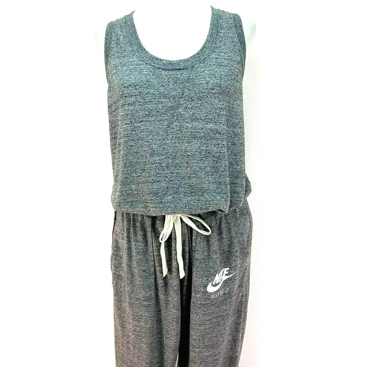 Nike Sportswear Gym Vintage Romper Jumpsuit Heather Gray 929172-091 Womens L