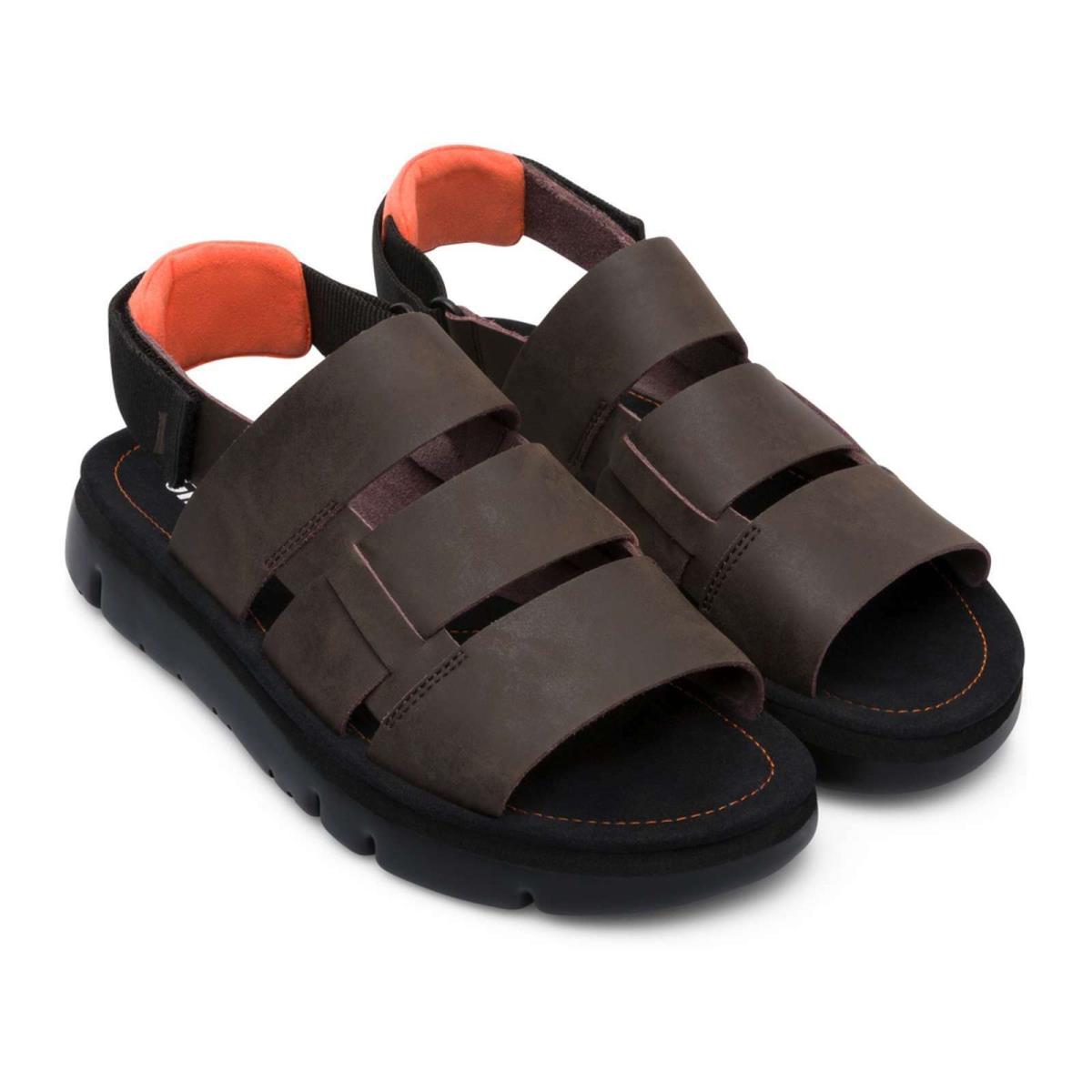 Camper Men`s 3 Stripe Open-toe Modern Oruga Sandals Comfort Summer Shoes - Brown