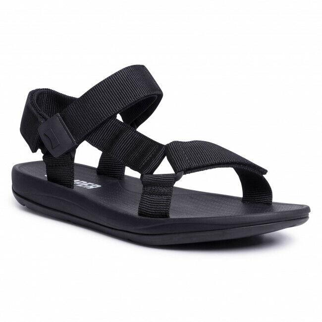 Mens Camper Match Adjustable Hook and Loop Sport Sandals Black