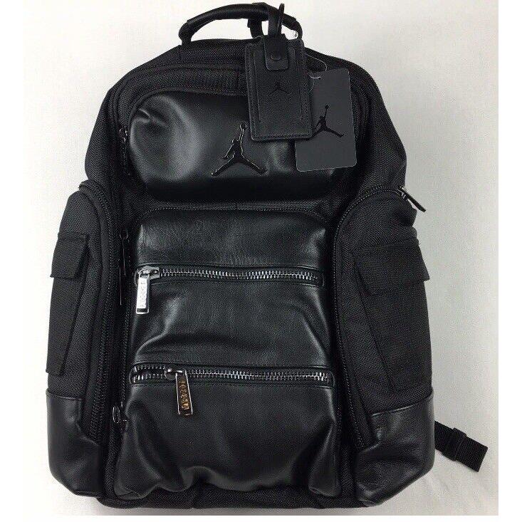 Nike Air Jordan Jumpman Leather Backpack Black Large Laptop Travel 9A0313 023