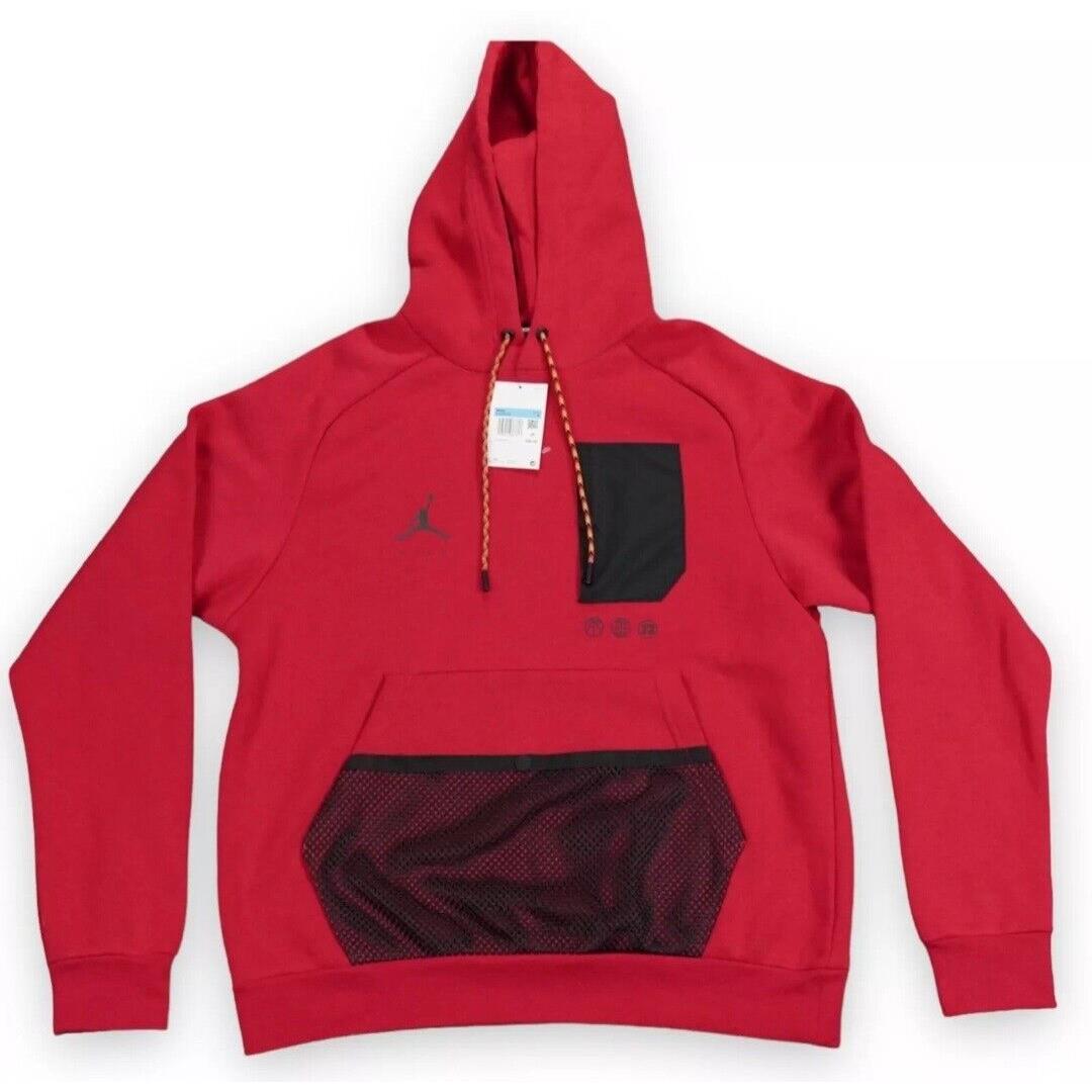 Jordan Hoodie Mens Medium Red Jumpman Fleece Pullover Nike Streetwear DJ0258-652