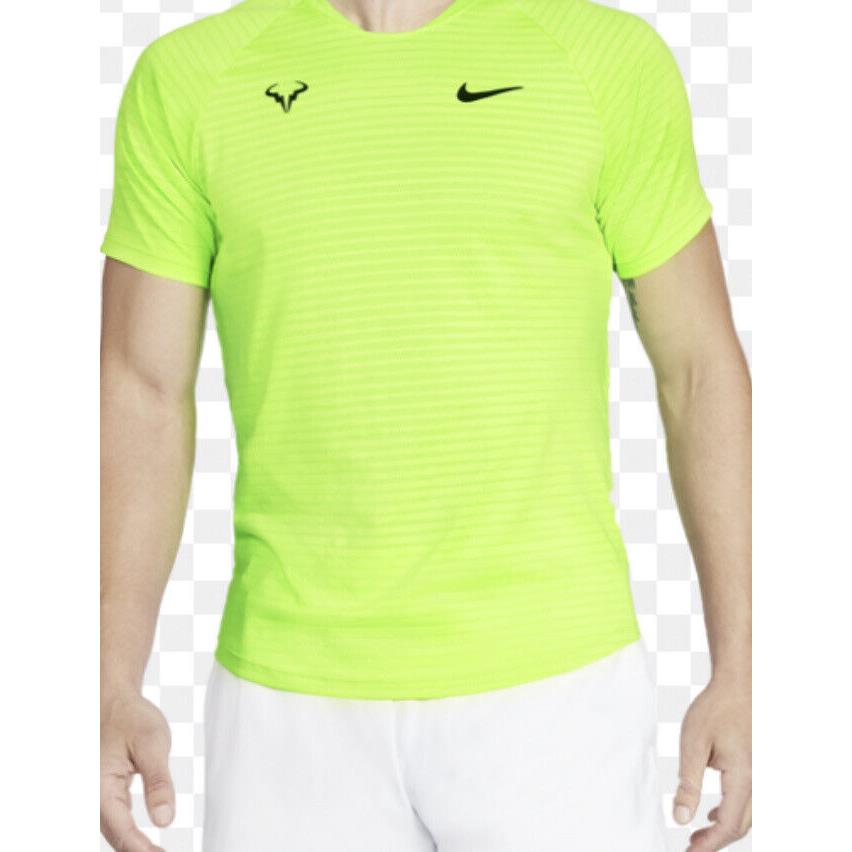 Nike Men L Court Rafa Aeroreact Slam Crew Shirt CI9152 702 Nadal Volt Tennis Top