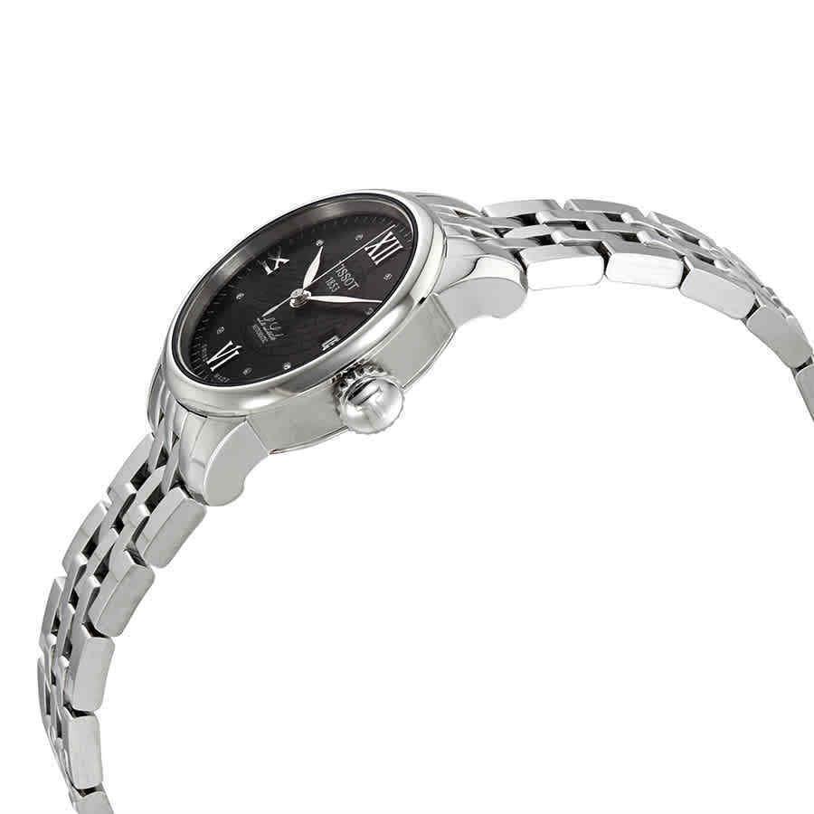 Tissot Le Locle Automatic Black Diamond Dial Ladies Watch T41.1.183.56 - Dial: Black, Band: Silver, Bezel: Silver