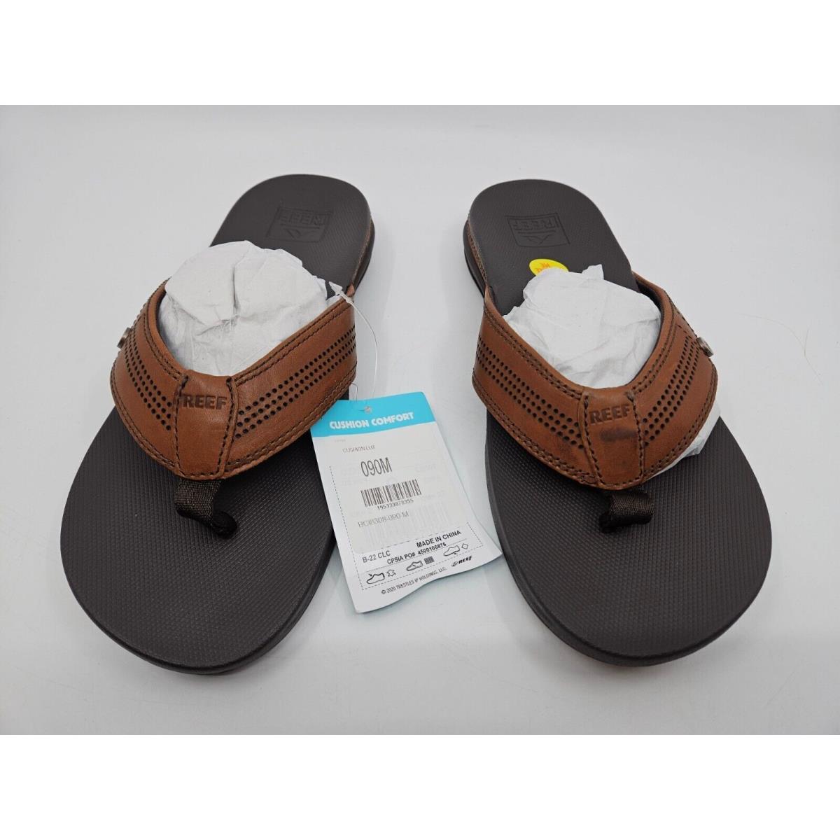 Reef Men`s Cushion Lux Full Grain Leather Flip Flops Sandals Copper BCI8308