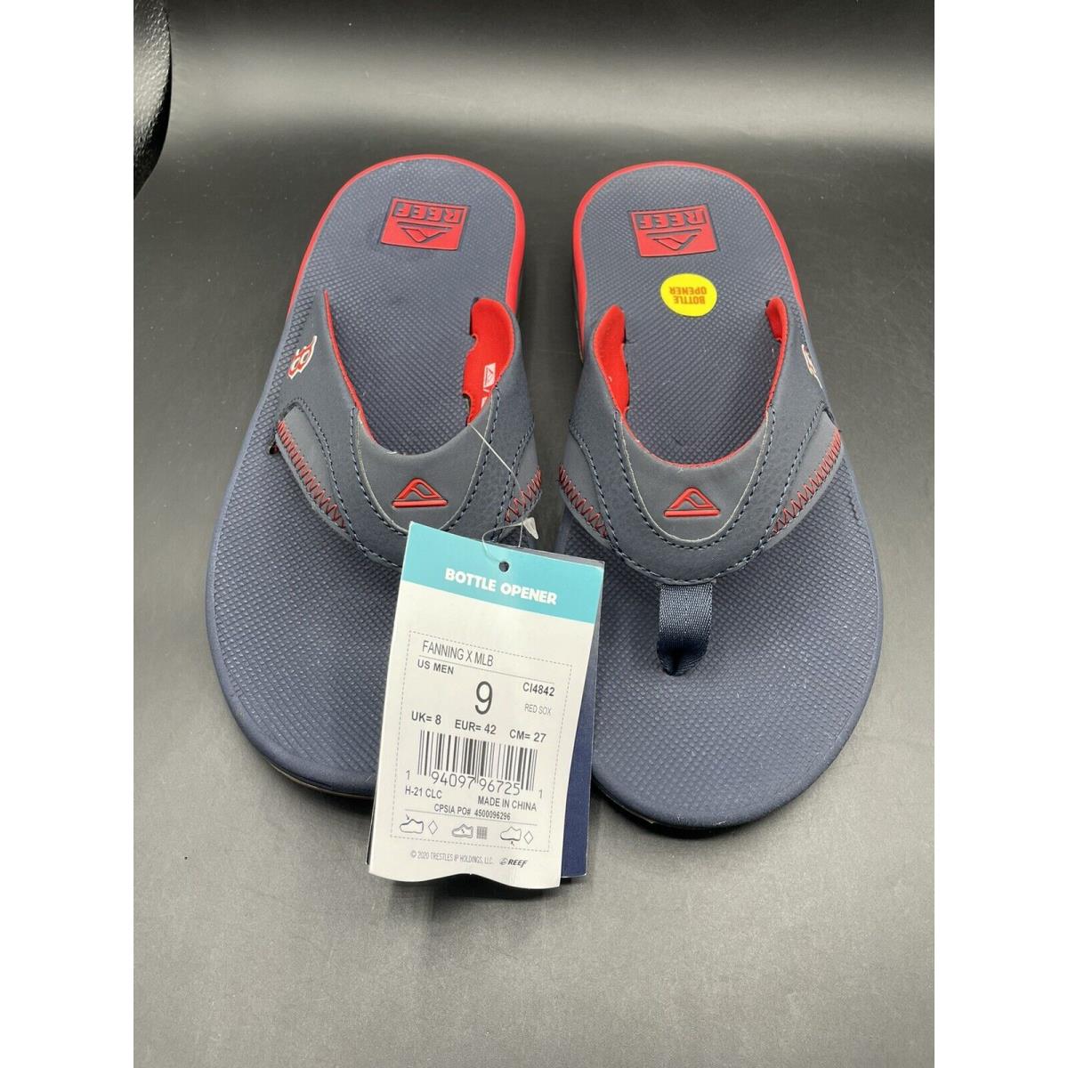 Reef Mlb Thong Flip Flops with Bottle Opener Red Boston Red Sox Size 9