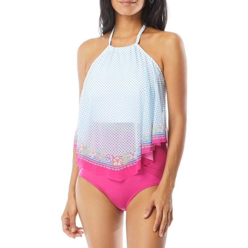 Coco Reef Playa Dot Aura Handkerchief Crop Mesh 2Pc Tankini Set Sz32DD/M NWT$86