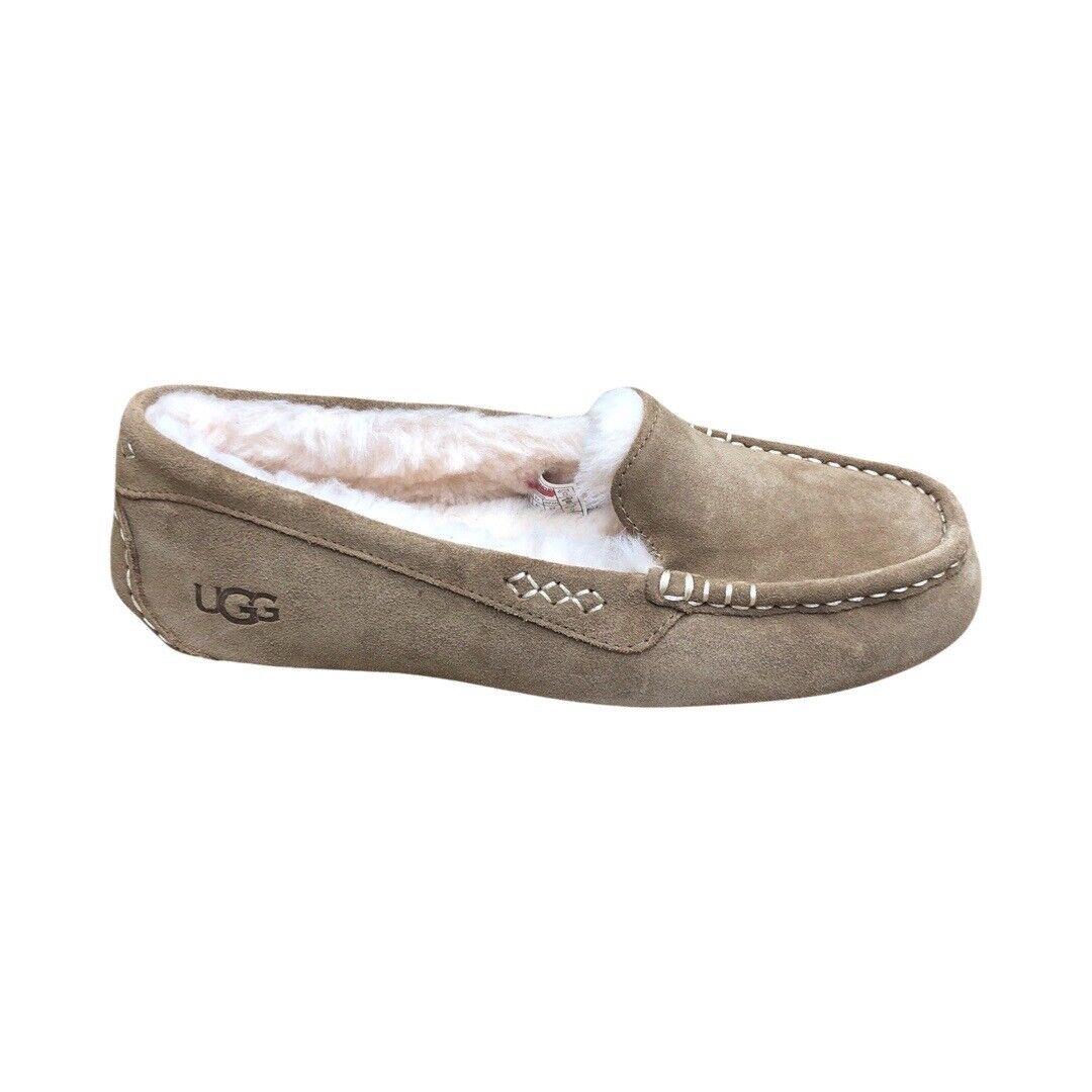 Ugg Women`s Ansley Slippers Slip On Shoes Suede Chestnut Black Light Grey