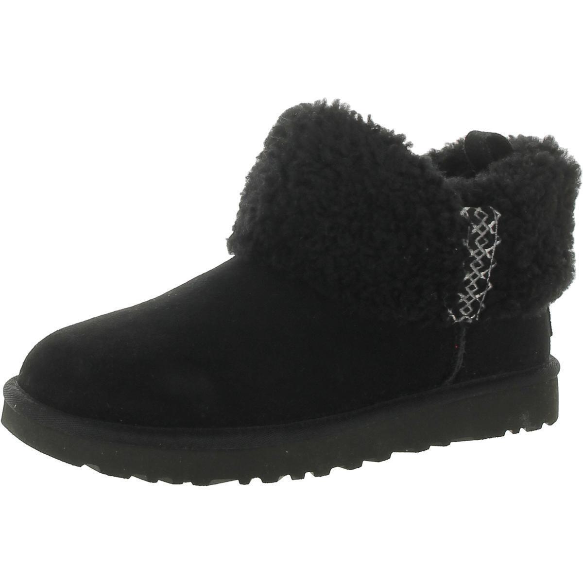 Ugg Womens Ultra Mini Suede Winter Slip-on Shearling Boots Shoes Bhfo 8602 Black