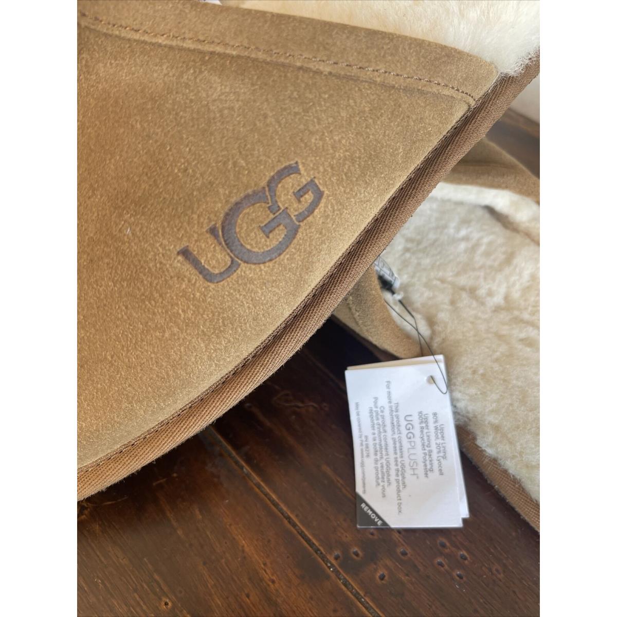 Ugg Mens Scuff Brown Slippers Size 10 W Fur w Box