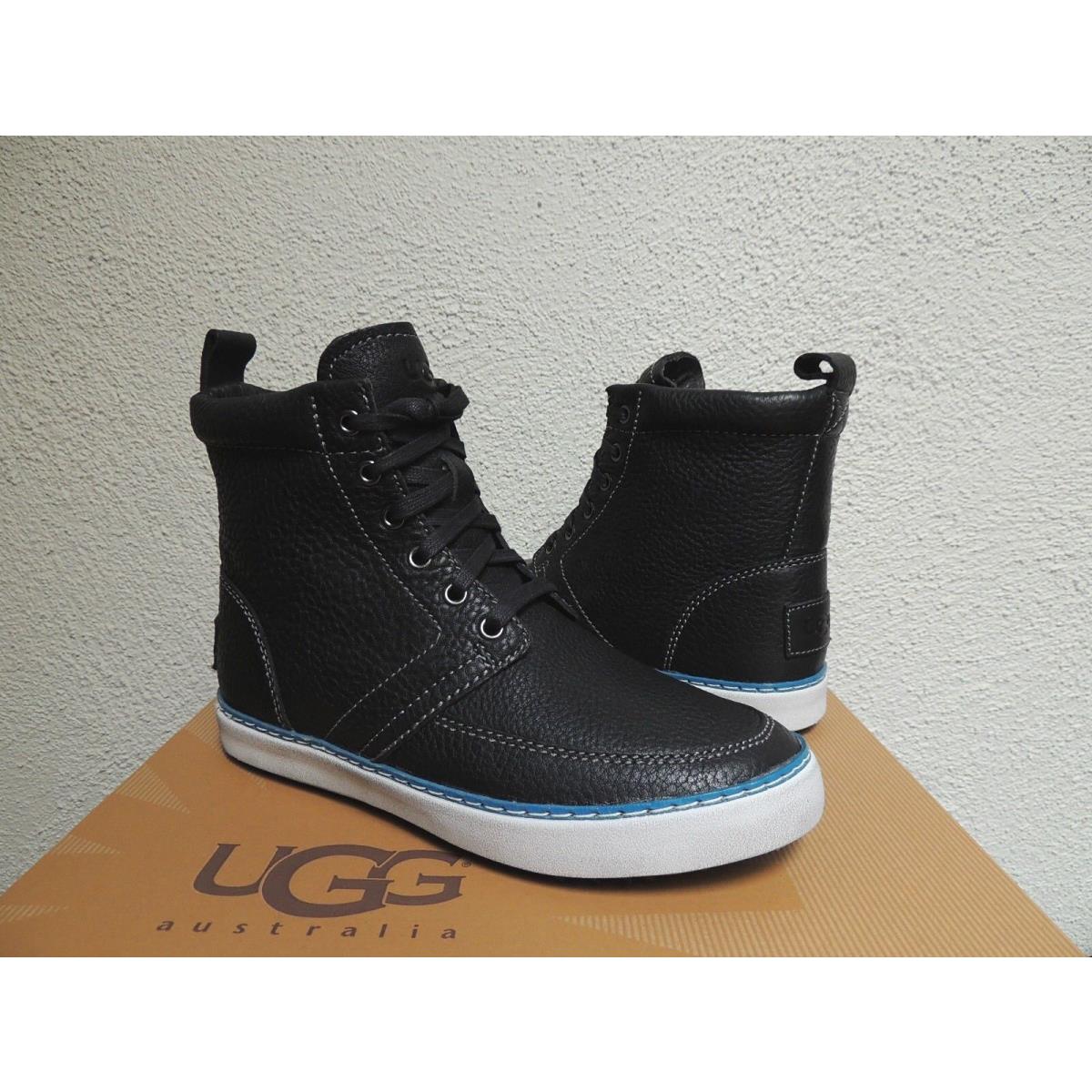 Ugg Garrin Black Leather/ Shearling Sneaker Ankle Boots Women US 6/ Eur 37