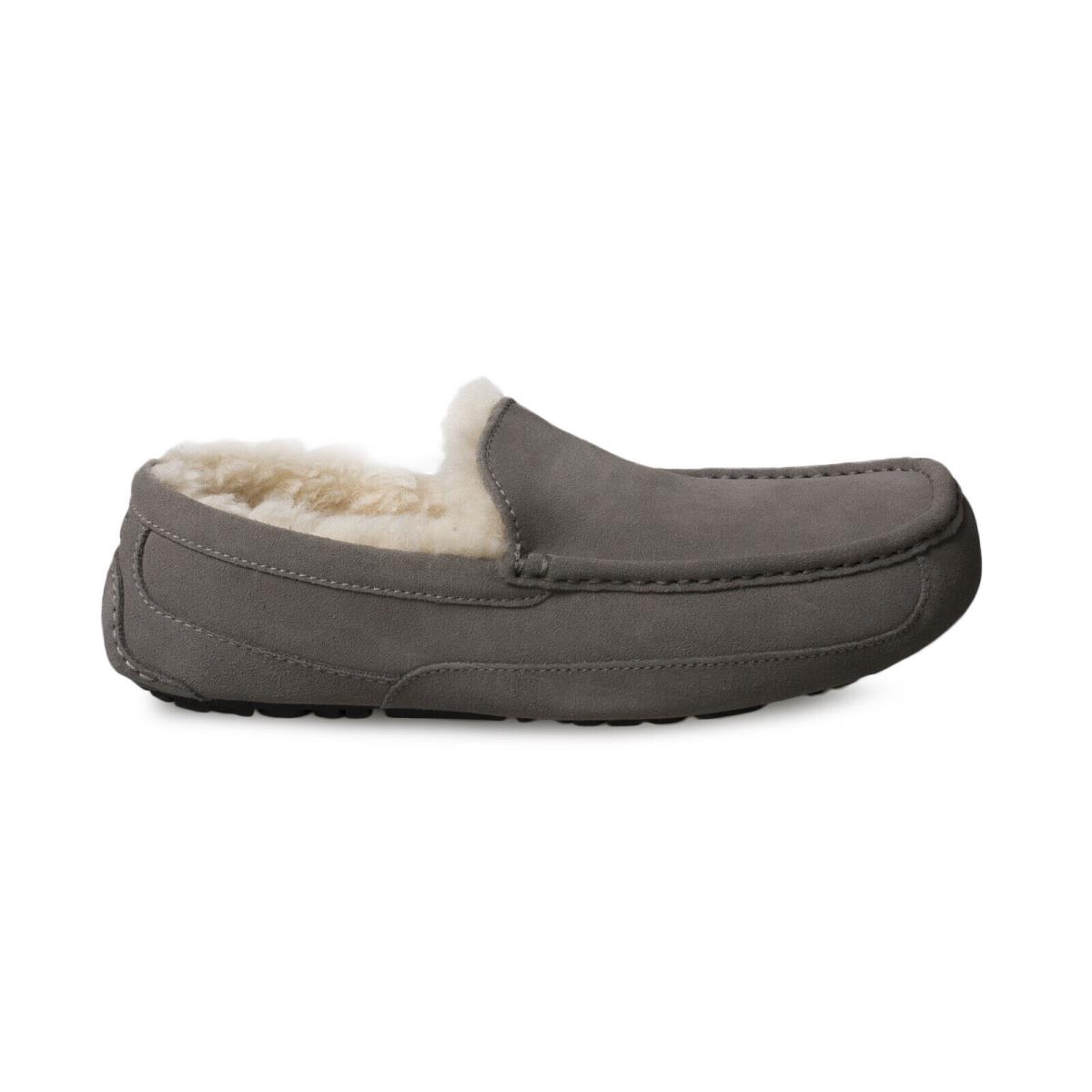 Ugg Ascot Grey Suede Sheepskin Moccasin Shoes Men`s Slippers Size US 8/UK 7