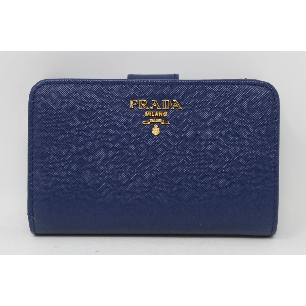 Prada Saffiano Leather Small Wallet Bluette