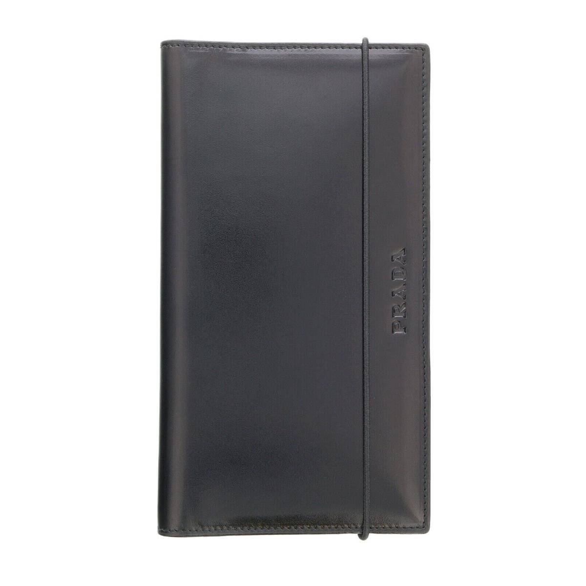 Prada Black Leather Notebook Holder/ Wallet/ Checkbook Holder