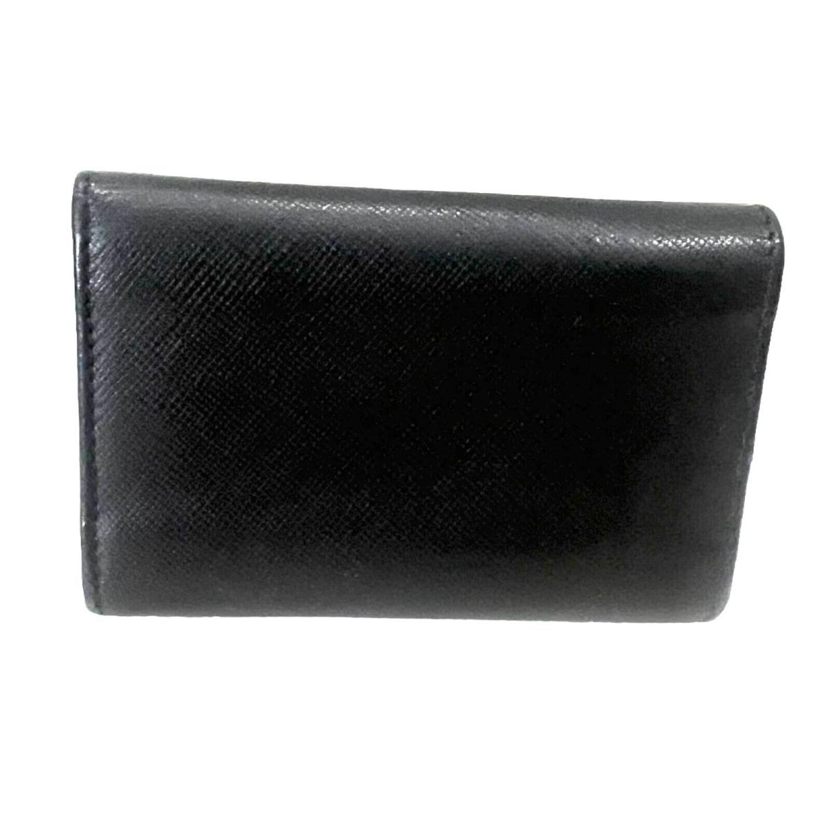 Prada: Black Saffiano Leather Key Case 1302