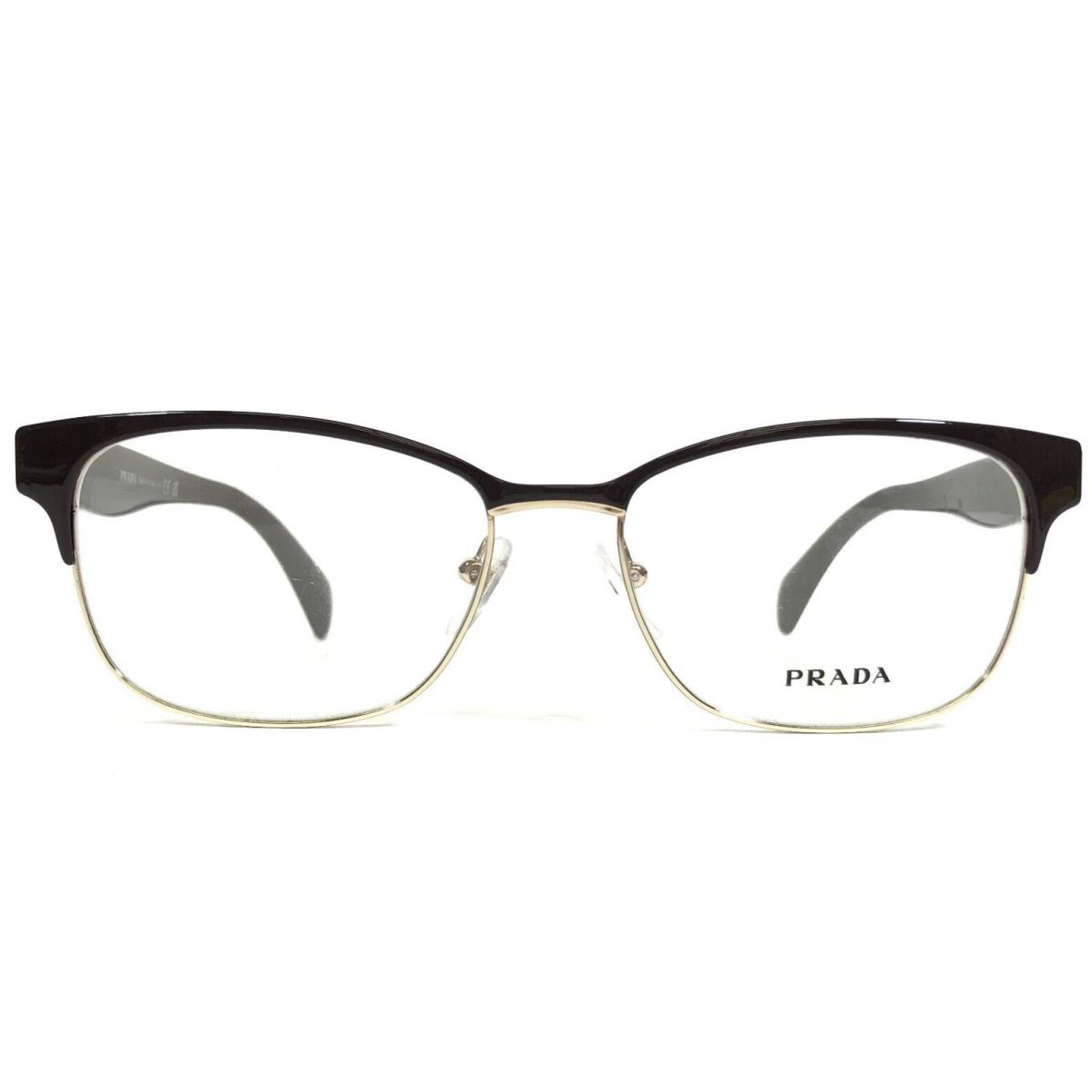 Prada Eyeglasses Frames Vpr 65R DHO-1O1 Brown Gold Cat Eye Wire Rim 53-16-140