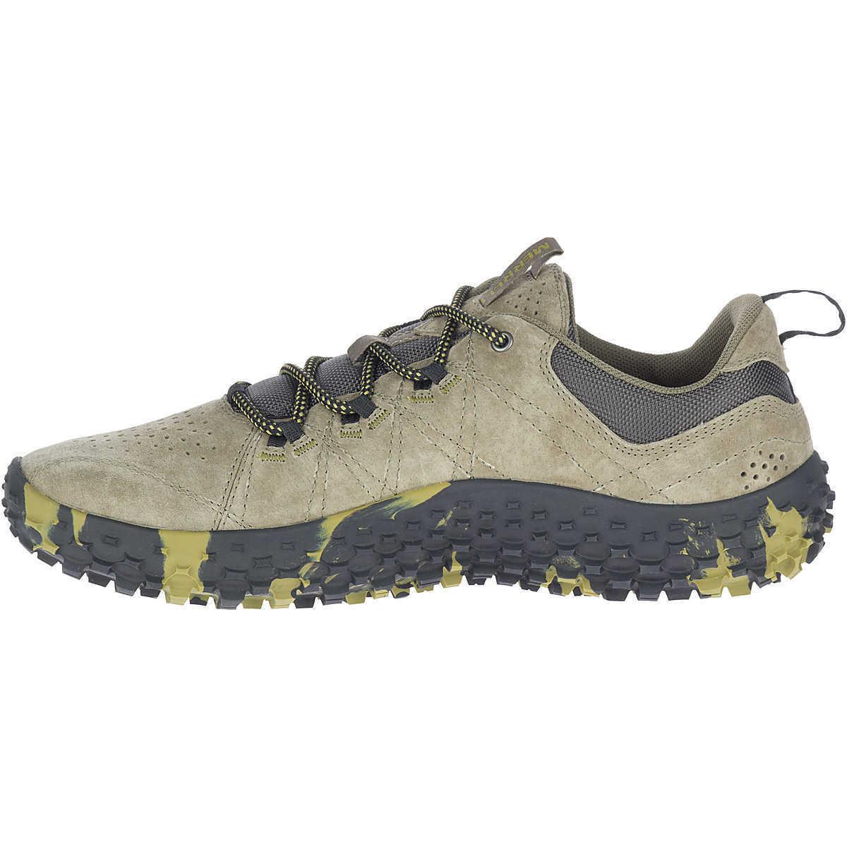 Mens Merrell Wrapt Olive Pig Suede Leather Hiking Shoes - Green