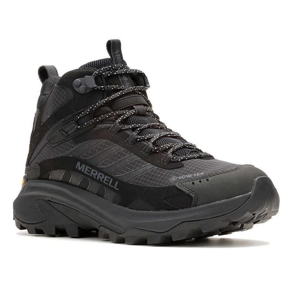 Mens Merrell Moab Speed 2 Mid Gore Tex Black Waterproof Mesh Hiking Shoes - Black