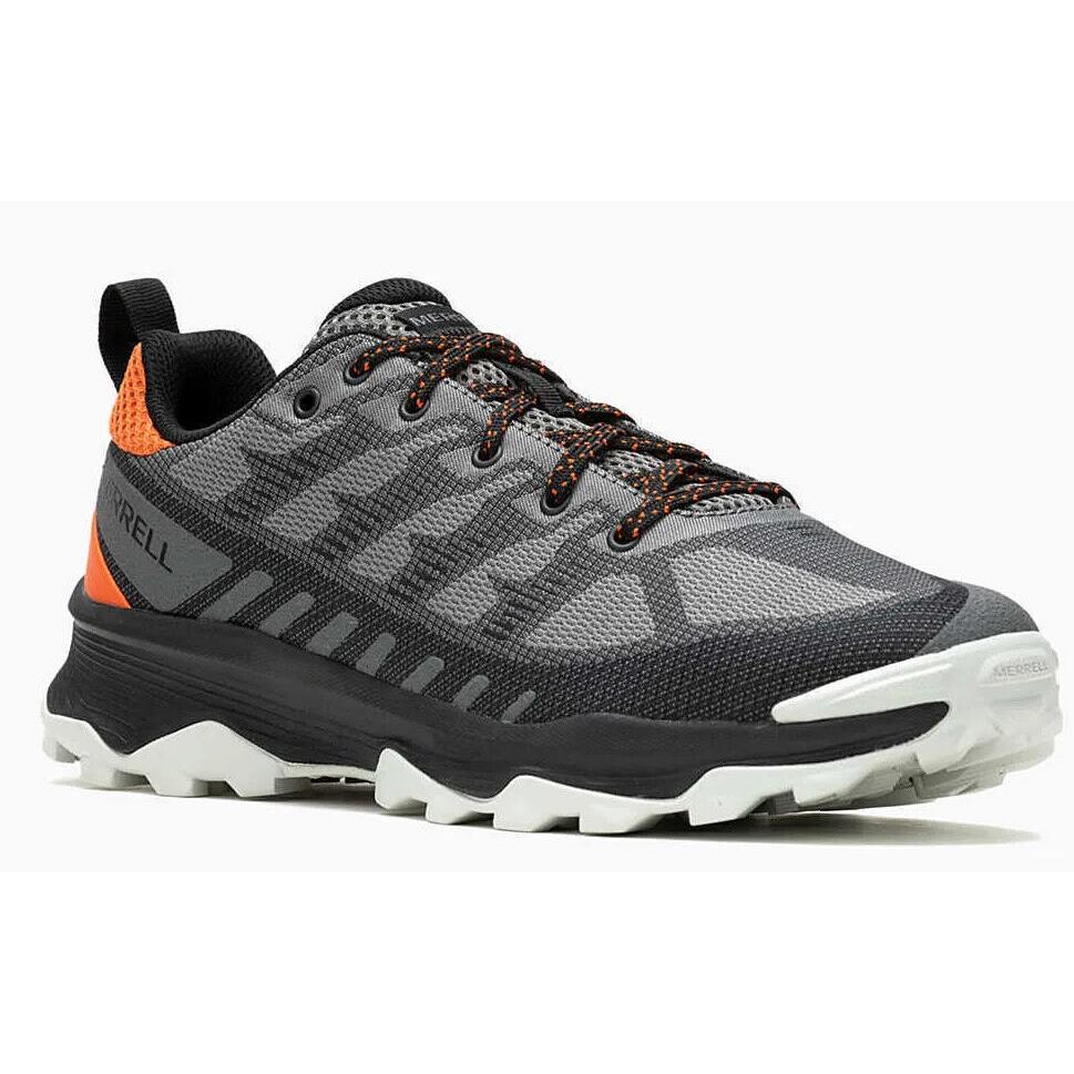 Mens Merrell Speed Eco Charcoal Tangerine Mesh Hiking Shoes - Gray