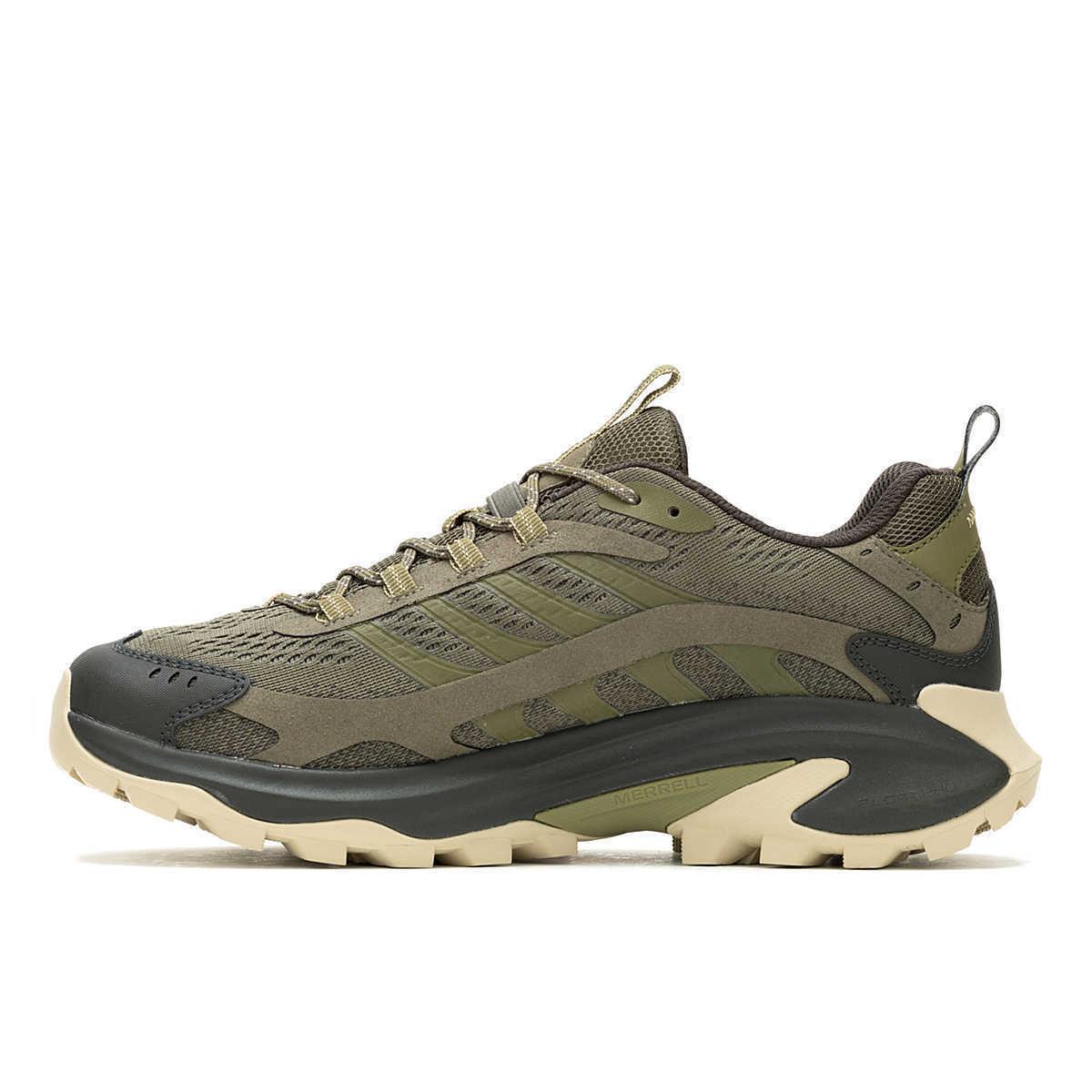 Mens Merrell Moab Speed 2 Olive Mesh Hiking Shoes - Green