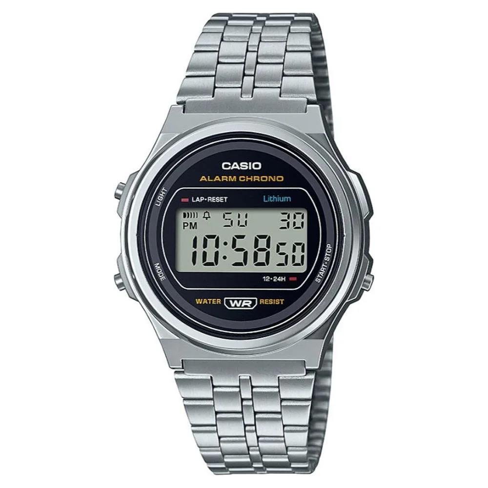 Casio Men`s Stainless Steel Digital Watch Dark Silver