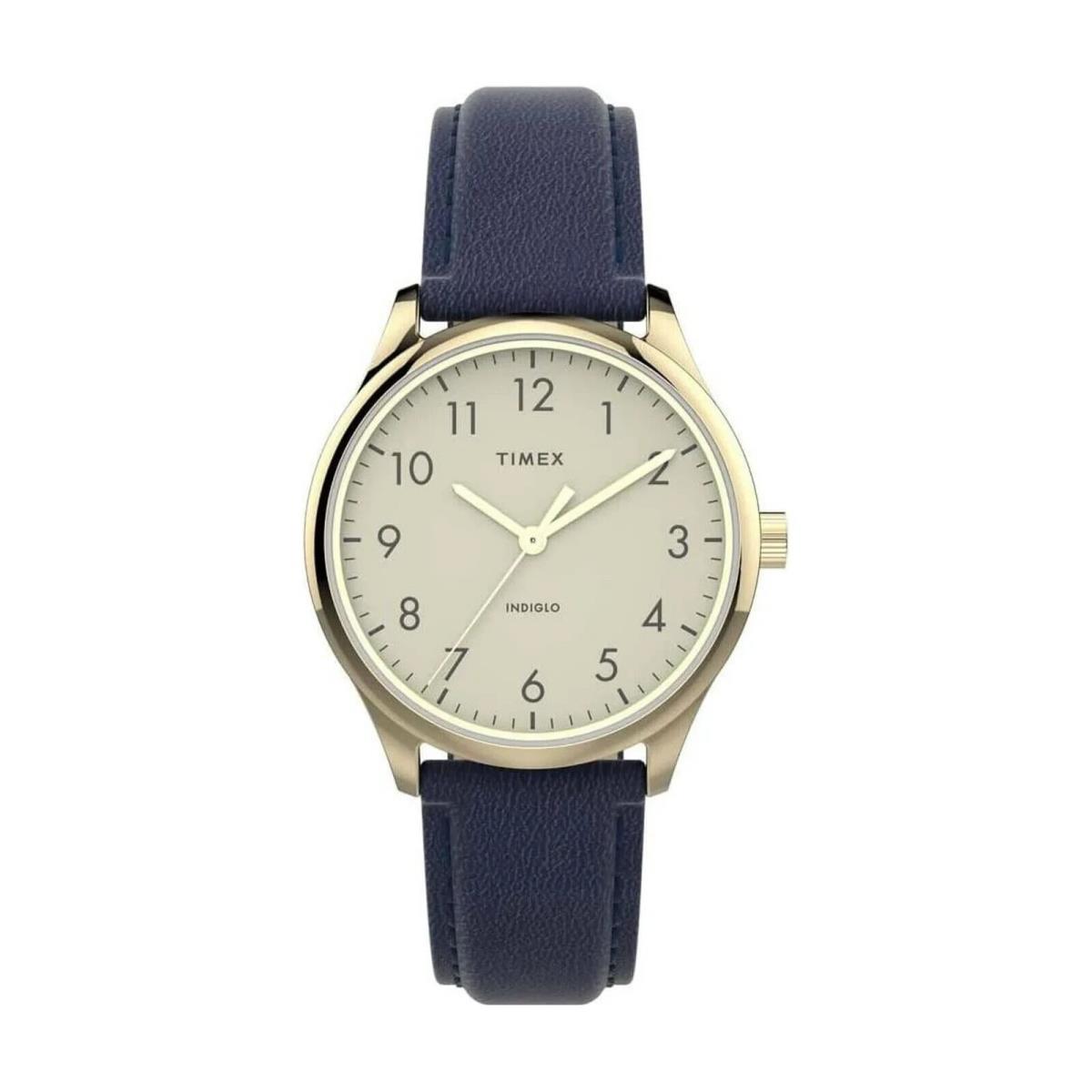 Timex TW2V36200 Easy Reader Women`s Quartz Watch Blue Leather Strap