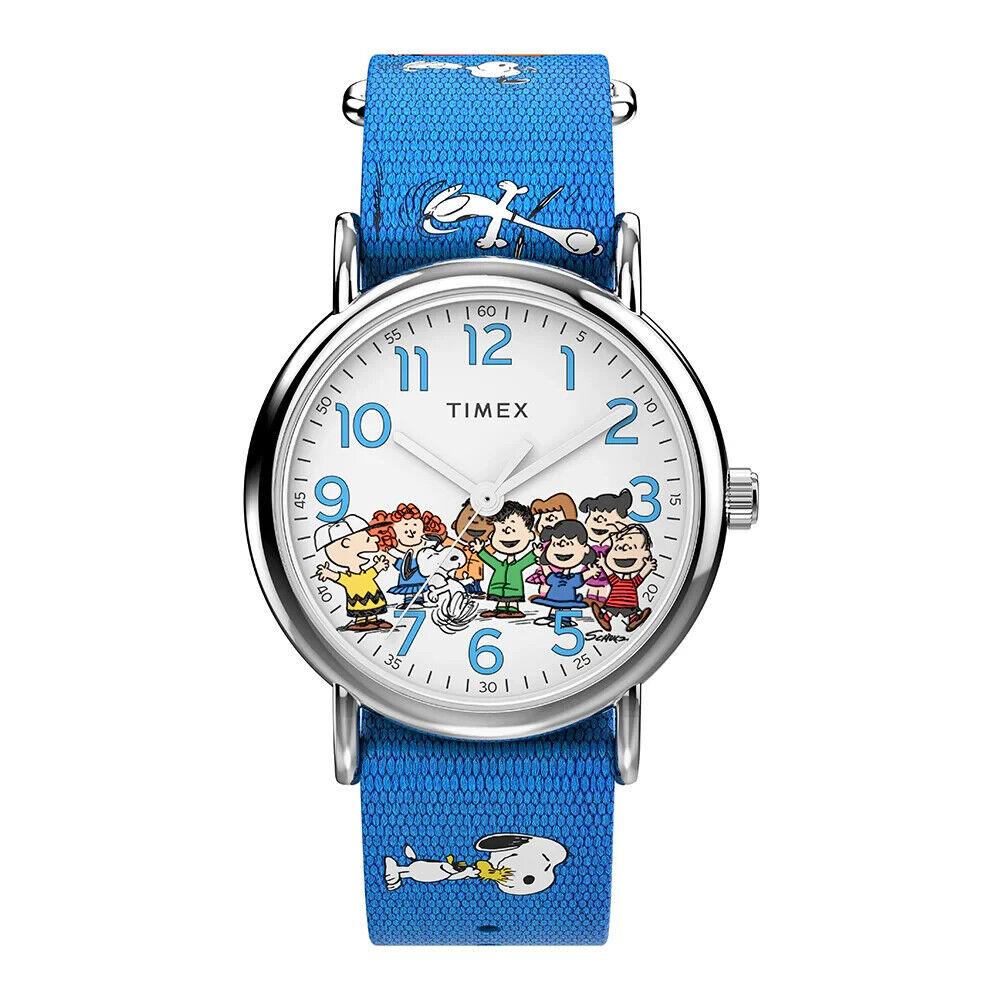 Timex TW2W19400 Peanuts Weekender Blue Slip Thru Fabric Watch